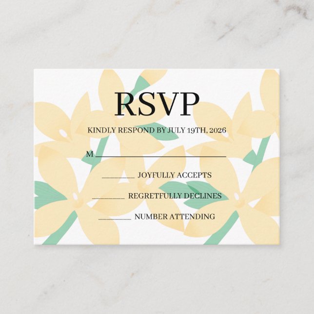 Tarjeta De Recepción Simple Wedding RSVP Enclosure Card (Anverso)