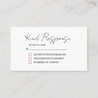 Tarjeta De Recepción Simple Wedding RSVP Enclosure Card