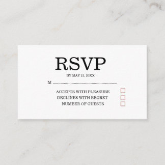 Tarjeta De Recepción Simple Wedding RSVP Enclosure Card