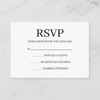 Tarjeta De Recepción Simple Wedding RSVP Enclosure Card