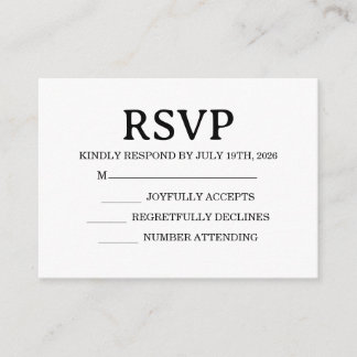 Tarjeta De Recepción Simple Wedding RSVP Enclosure Card