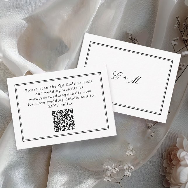 Tarjeta De Recepción Simple White Elegant Wedding Detalles QR Code (Subido por el creador)