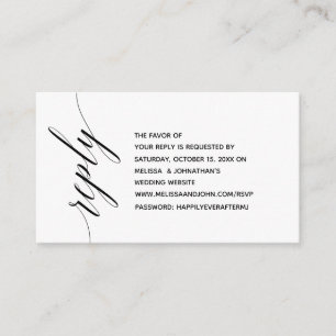 Tarjeta De Recepción Simple y elegante caligrafía negra, cena RSVP