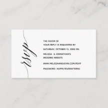 Simple y elegante caligrafía negra, cena RSVP