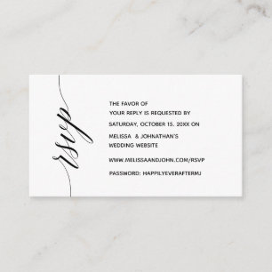 Tarjeta De Recepción Simple y elegante caligrafía negra, cena RSVP