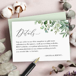 Tarjeta De Recepción Simple y elegante Eucalyptus deja detalles Bodas