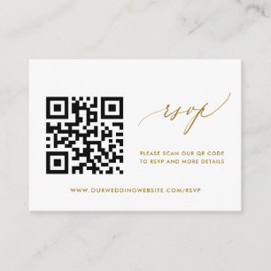 Tarjeta De Recepción Simple y moderna Boda de oro RSVP Código QR