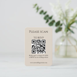 Tarjeta De Recepción Simple y moderno código QR y Boda RSVP