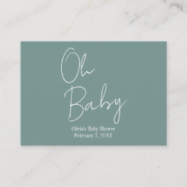 Tarjeta De Recepción Simple y moderno Oh Baby Sage Green Baby Shower