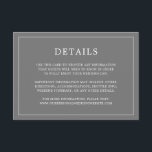 Tarjeta De Recepción Simple y oscuro Monograma Elegante de Gris<br><div class="desc">Una sencilla tarjeta de gabinete boda con un diseño moderno y elegante con sus detalles rodeados de un delgado borde. Todo el texto está en blanco sobre un fondo gris. Las fuentes y los colores de fondo pueden cambiarse a los colores que desee pulsando el botón "personalizar". Una moda y...</div>