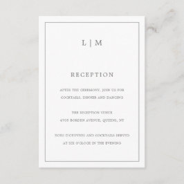 Tarjeta De Recepción Simple y oscuro Monograma Elegante de Gris