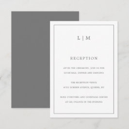 Tarjeta De Recepción Simple y oscuro Monograma Elegante de Gris
