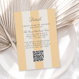 Tarjeta De Recepción Simple Yellow Cabana Stripes Wedding Details
