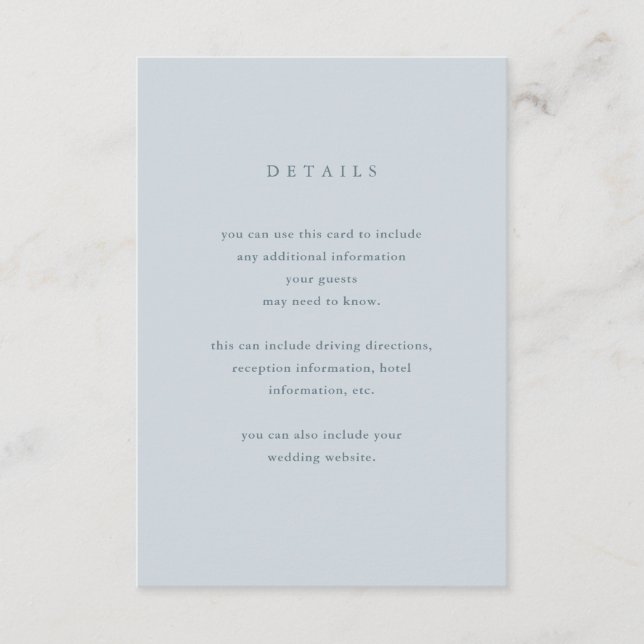 Tarjeta De Recepción Simplicidad de Eucalyptus | Detalles del invitado  (Anverso)