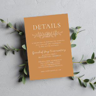 Tarjeta De Recepción Simplicidad Floral 1 Albaricoque Naranja Boda Mini