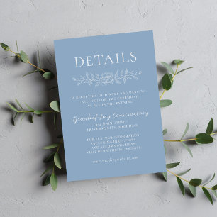 Tarjeta De Recepción Simplicidad Floral 1 Azul Glaciar Boda Minimalista