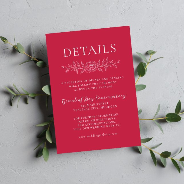 Tarjeta De Recepción Simplicidad Floral 1 Boda Minimalista de Frambuesa (Subido por el creador)