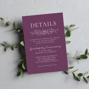 Tarjeta De Recepción Simplicidad Floral 1 Bodas Minimalistas de Uva Púr