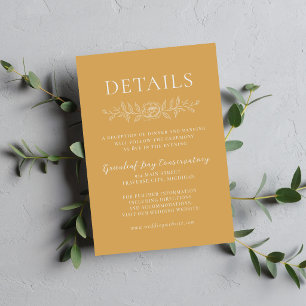 Tarjeta De Recepción Simplicidad Floral 1 Ocre Amarillo Boda Minimalist