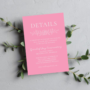 Tarjeta De Recepción Simplicidad Floral 1 Rosa Bailarina Boda Minimalis