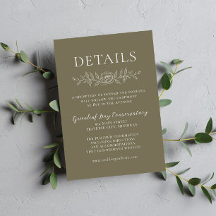 Tarjeta De Recepción Simplicidad Floral 1 Verde Tomillo Boda Minimalist