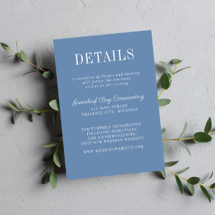 Tarjeta De Recepción Simplicidad Floral 2 Azul Denim Boda Minimalista