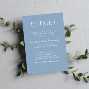 Tarjeta De Recepción Simplicidad Floral 2 Boda Minimalista Azul Glaciar