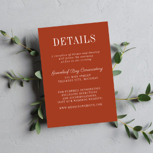 Tarjeta De Recepción Simplicidad Floral 2 Naranja Oxidado Boda Minimali