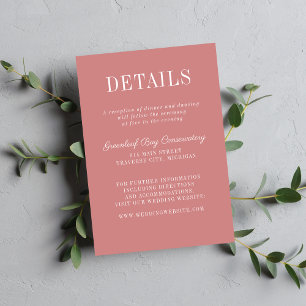 Tarjeta De Recepción Simplicidad Floral 2 Rosa Polvorienta Boda Minimal