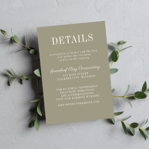 Tarjeta De Recepción Simplicidad Floral 2 Verde Musgo Boda Minimalista