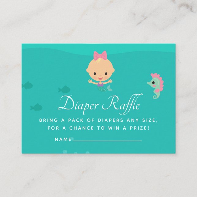 Tarjeta De Recepción Sirena bajo el mar Baby Shower Diaper Raffle (Anverso)