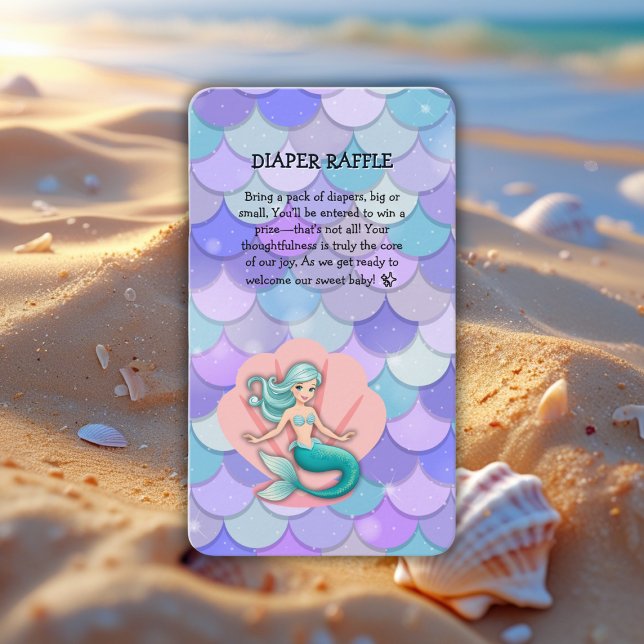 Tarjeta De Recepción Sirena Purpurina morada bajo el mar Baby Shower (Subido por el creador)