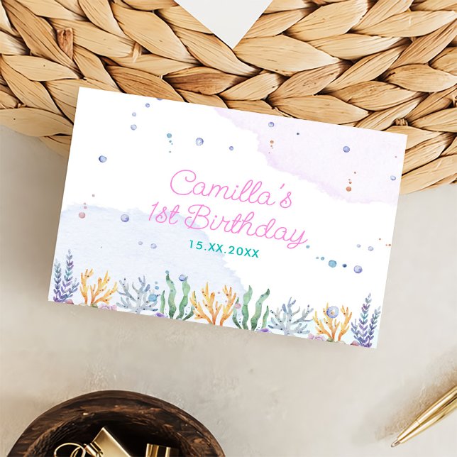 Tarjeta De Recepción Sirenita Fiesta de cumpleaños 1 Oneder The Sea (Subido por el creador)