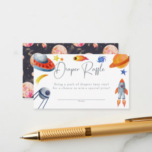 Tarjeta De Recepción Sistema solar espacial   Diaper Raffle