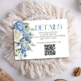 Tarjeta De Recepción Sitio de código QR del Boda floral blanco Hidrange