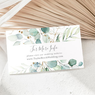 Tarjeta De Recepción Sitio web Airy Greenery y Gold Leaf Boda