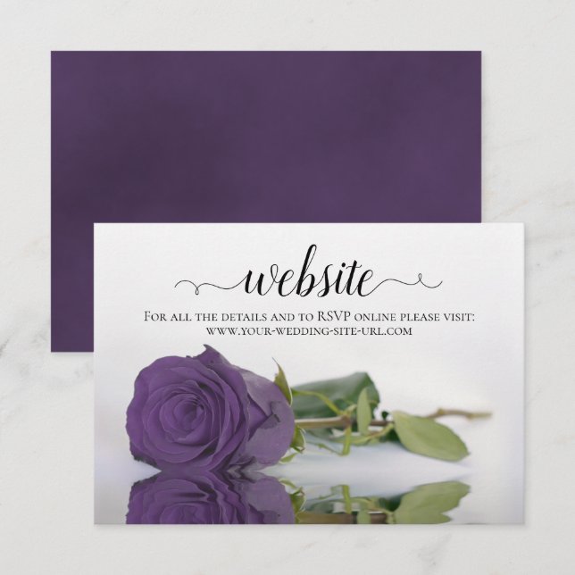 Tarjeta De Recepción Sitio web Amethyst Purple Rosa Elegant Wedding (Anverso / Reverso)