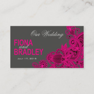 Tarjeta De Recepción Sitio web Aztec Paisley Boda - fuschia