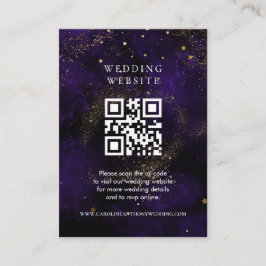 Tarjeta De Recepción Sitio web boda Código Qr Oro mágico morado oscuro