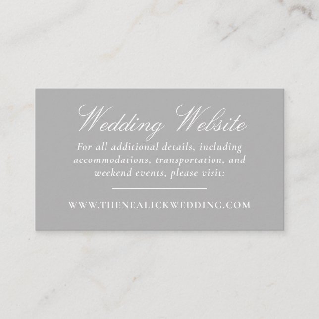 Tarjeta De Recepción Sitio Web Boda de Guión Elegante (Anverso)