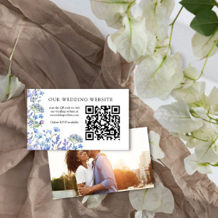 Tarjeta De Recepción Sitio web boda QR Code RSVP Periwinkle Wildflower