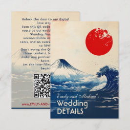 Tarjeta De Recepción Sitio web boda + QR Japonesque Harmony con Fuji