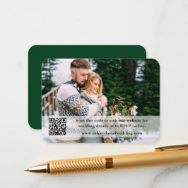 Tarjeta De Recepción Sitio web boda QR Overlay Photo Green