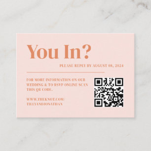 Tarjeta De Recepción Sitio web Boda Retro de Naranja y rosa de los años