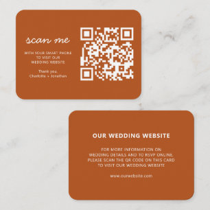 Tarjeta De Recepción Sitio web boda RSVP Online Código QR Terracota