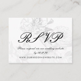 Tarjeta De Recepción Sitio web boda RSVP Plata floral simple negro