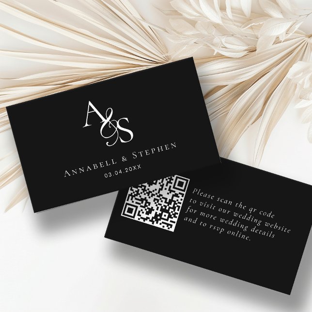 Tarjeta De Recepción Sitio Web boda, RSVP, QR-Code, Elegant, Monograma (Subido por el creador)