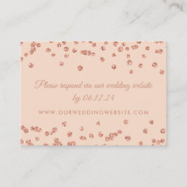 Tarjeta De Recepción Sitio web boda RSVP Rosa Gold Confetti Rubor Pink