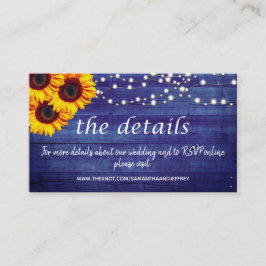 Tarjeta De Recepción Sitio web boda Rustic Blue Wood