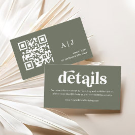 Tarjeta De Recepción Sitio web Boho Retro Sage Green Boda